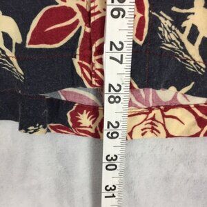 Vintage Hawaiian Surfer Shirt Mens XL Rayon Navy Red Cream Floral Light Weight